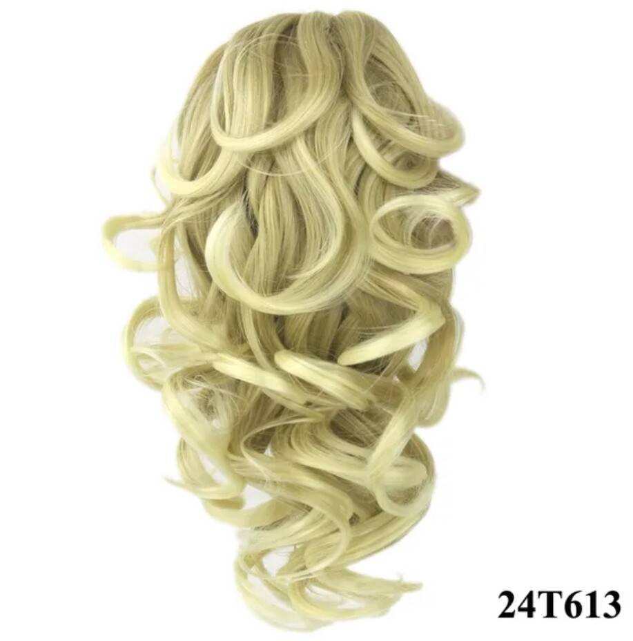 CLAW ON PONYTAIL EXTENSION WAVY SYNTHETIC HAIR 14&quot;