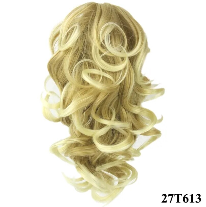 CLAW ON PONYTAIL EXTENSION WAVY SYNTHETIC HAIR 14&quot;