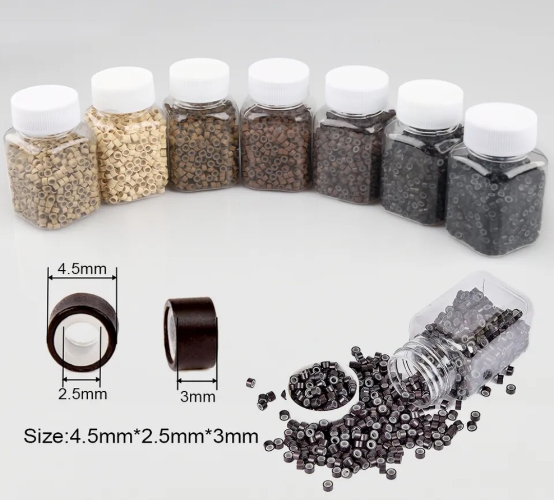 HAIR EXTENSION PRE-LOADED SILICON LINED MICRO BEADS 1000PC PACK