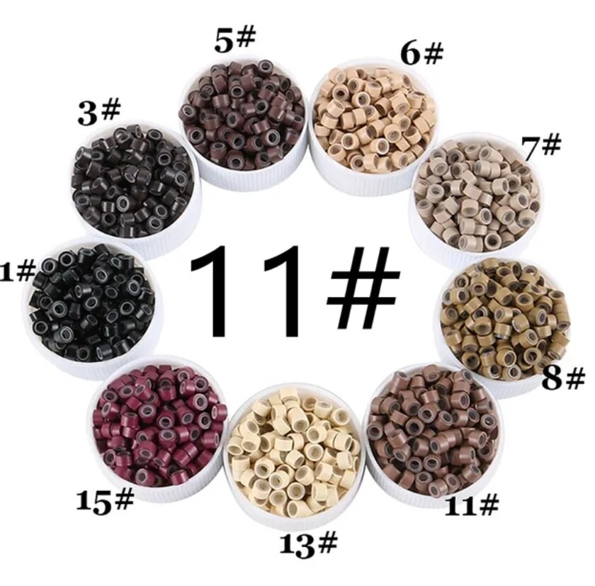 HAIR EXTENSION PRE-LOADED SILICON LINED MICRO BEADS 1000PC PACK