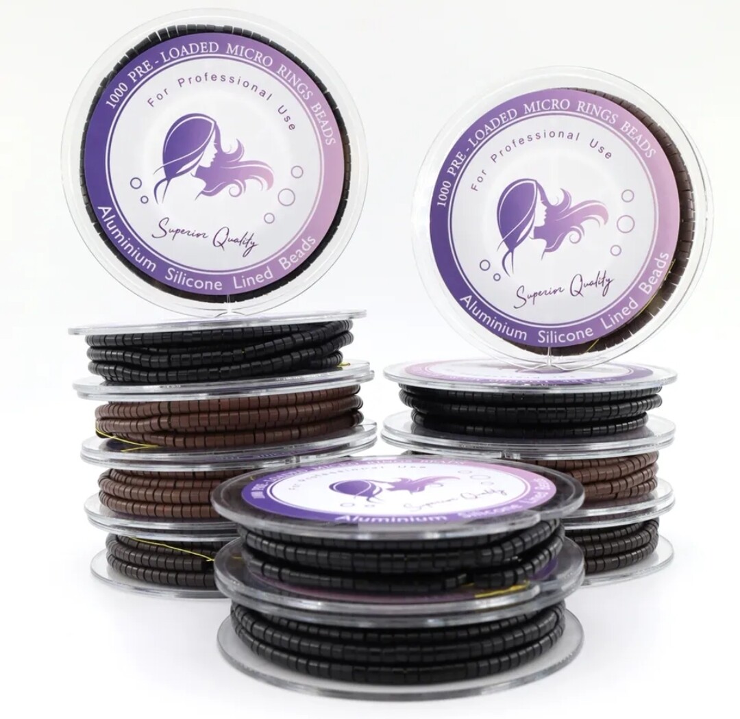 HAIR EXTENSION PRE-LOADED SILICON LINED MICRO BEADS 1000PC PACK