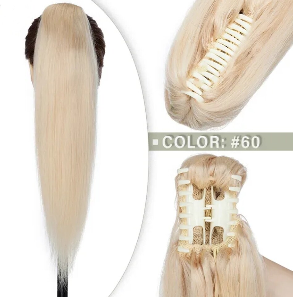 CLAW ON PONYTAIL EXTENSION STRAIGHT HUMAN HAIR 14&quot;