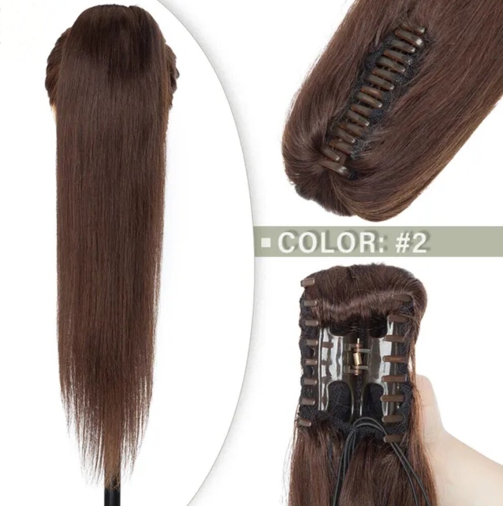CLAW ON PONYTAIL EXTENSION STRAIGHT HUMAN HAIR 14&quot;