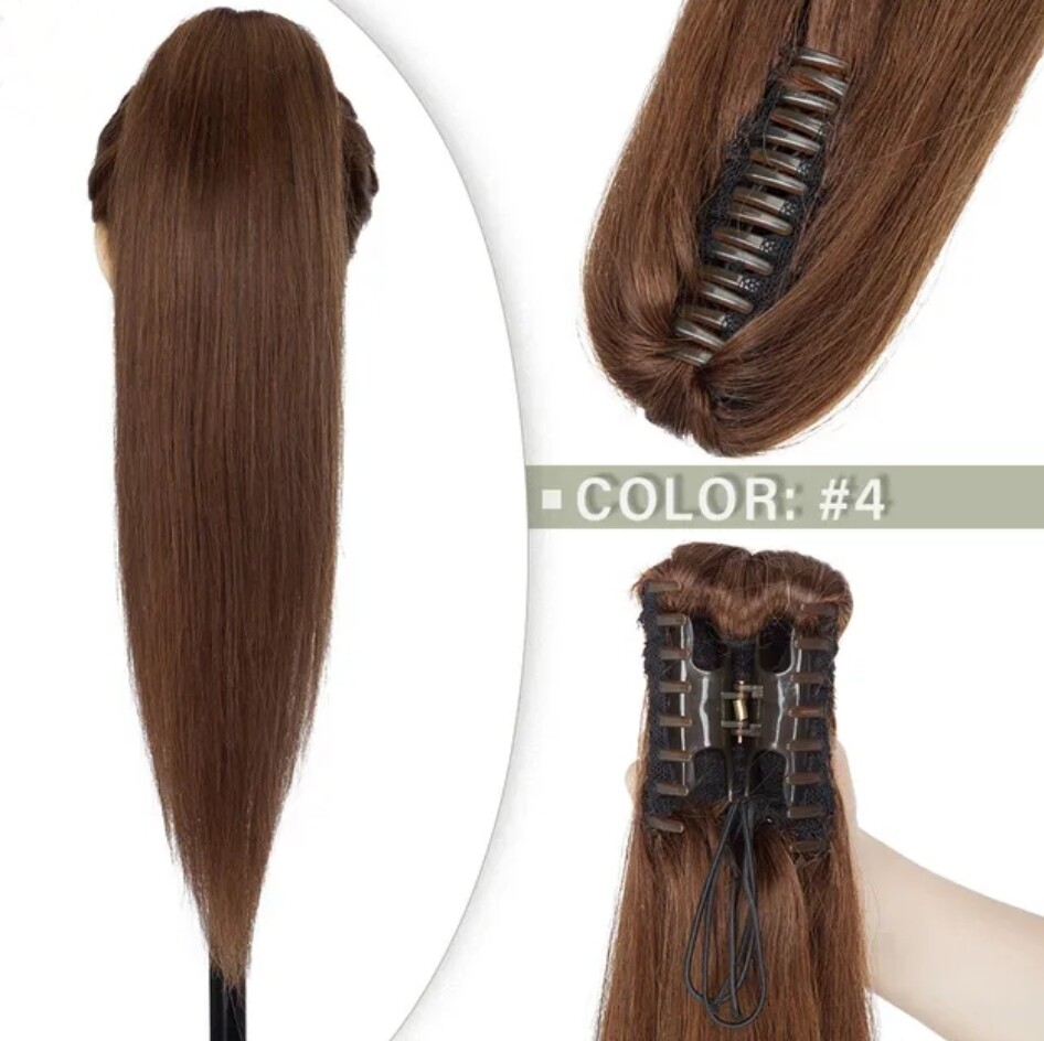 CLAW ON PONYTAIL EXTENSION STRAIGHT HUMAN HAIR 14&quot;