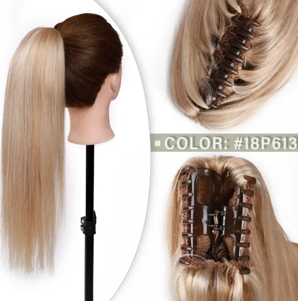 CLAW ON PONYTAIL EXTENSION STRAIGHT HUMAN HAIR 14&quot;