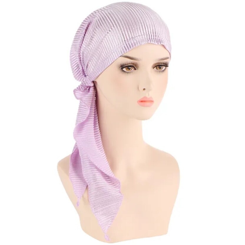 PRE-TIED ELEGANT RIBBED SHIMMER TURBAN