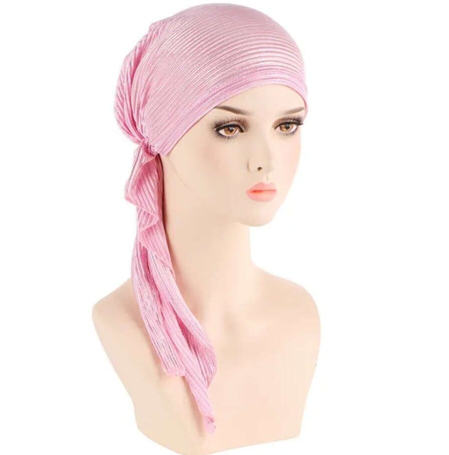 PRE-TIED ELEGANT RIBBED SHIMMER TURBAN