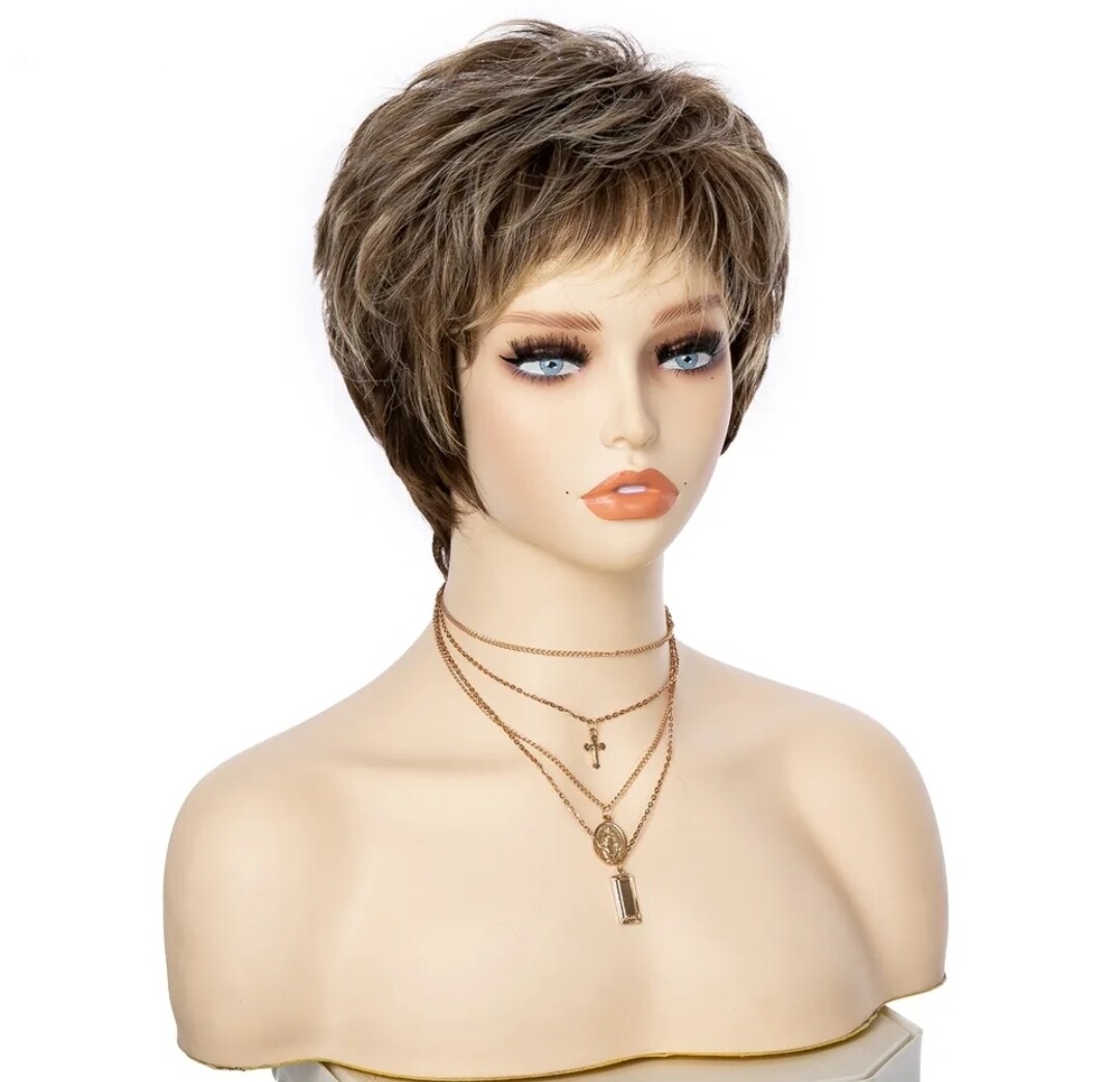 Cedone Wig | Brown with Blonde Highlights Human Hair Blend