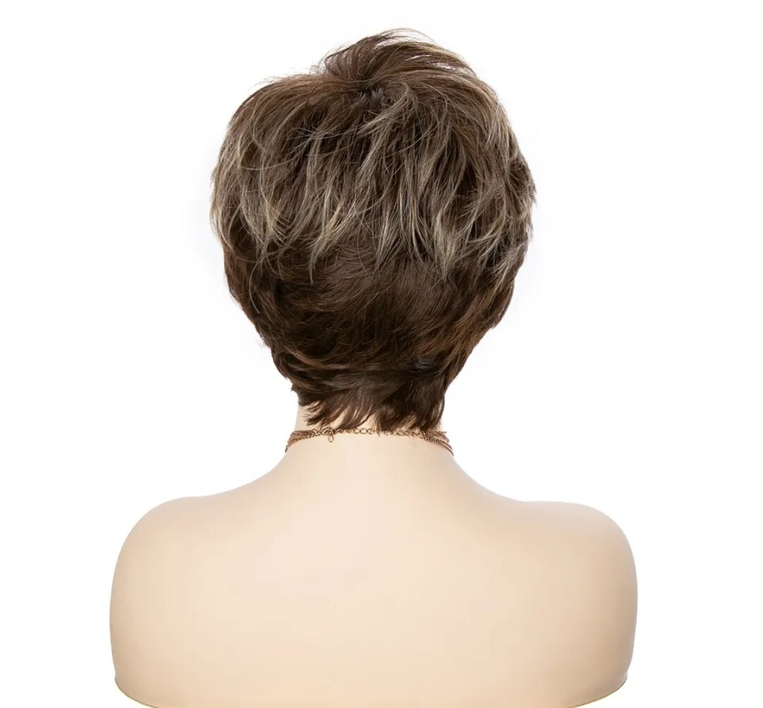 Cedone Wig | Brown with Blonde Highlights Human Hair Blend