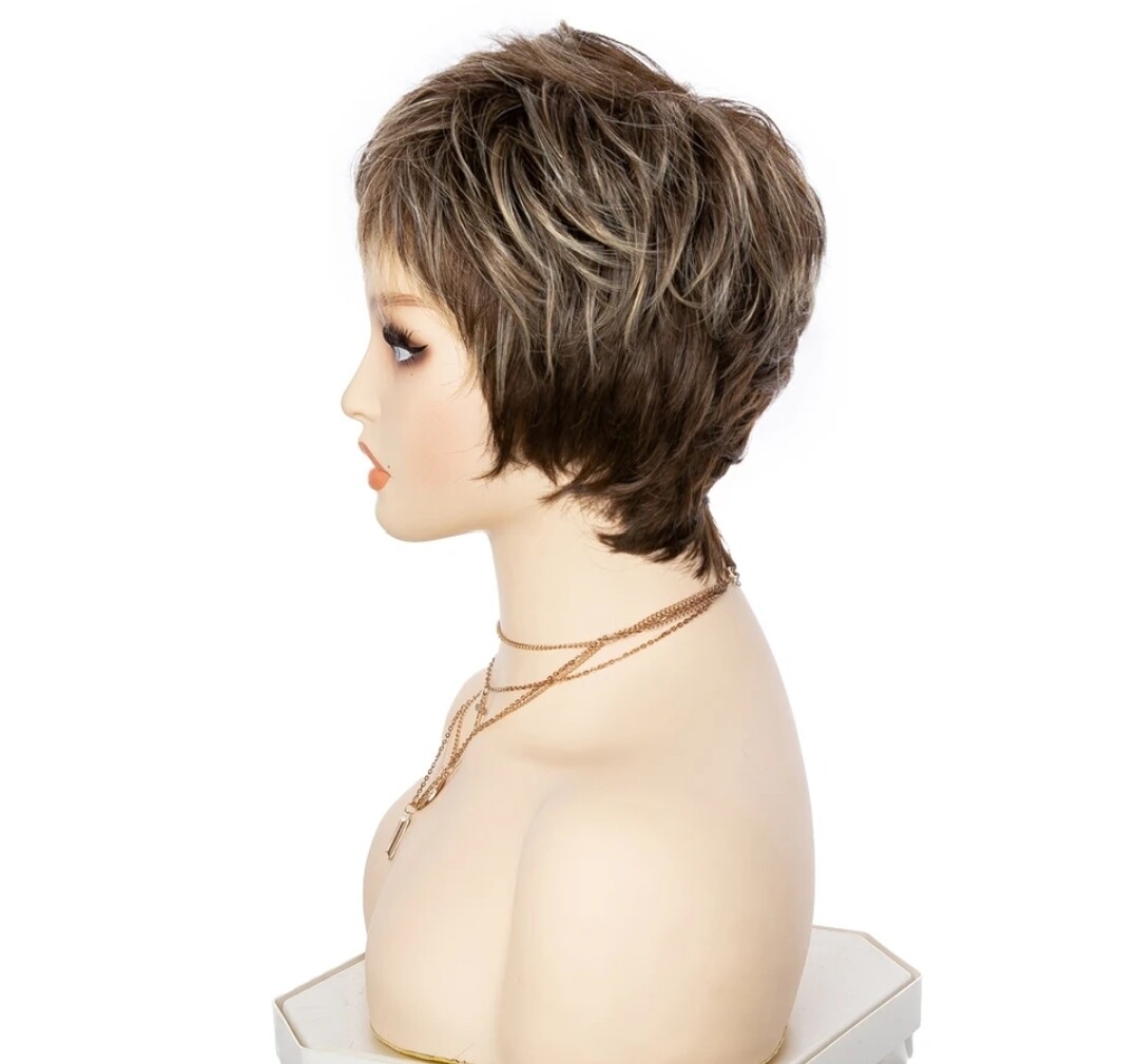 Cedone Wig | Brown with Blonde Highlights Human Hair Blend