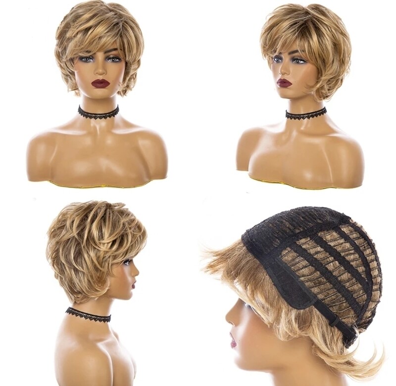 Emersyn Wig | Golden Blonde Mix Human Hair Blend