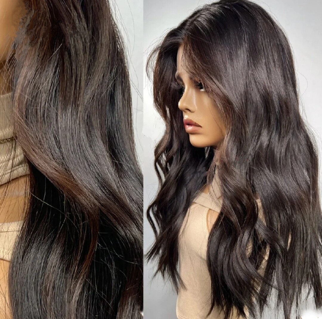 Mindy Wig | Dark Brown with Frontal Highlights Human Hair Lace Front