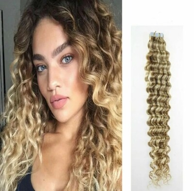 LUXURY RUSSIAN TAPE IN CURLY VIRGIN HAIR EXTENSIONS 