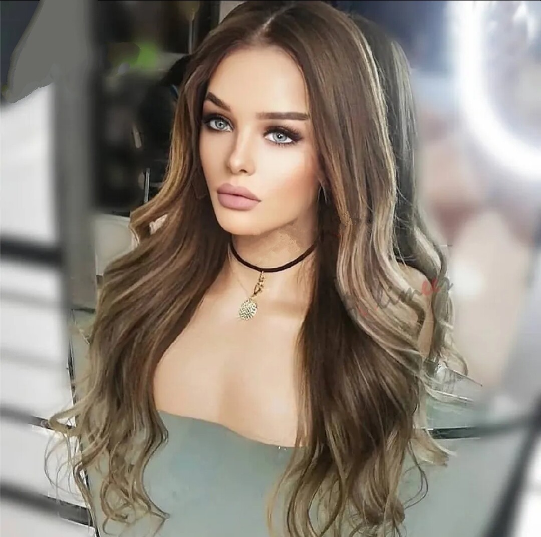 Alison Wig | Dark Brown with Highlights Human Hair Lace Front