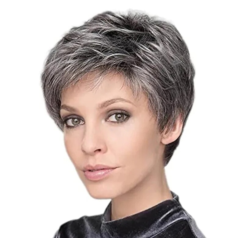 Lucille Wig | Salt and Pepper 50% Human Hair Blend