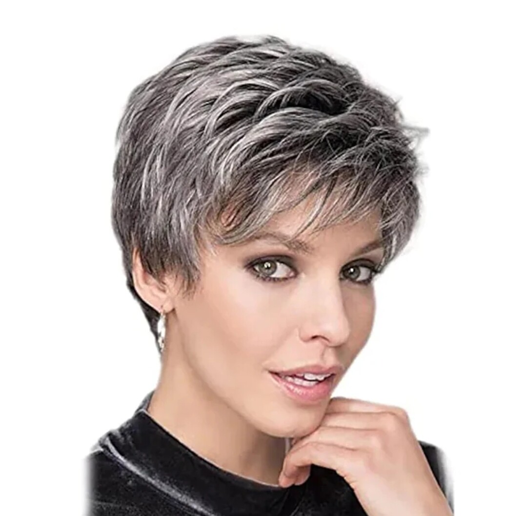 Lucille Wig | Salt and Pepper Human Hair Blend