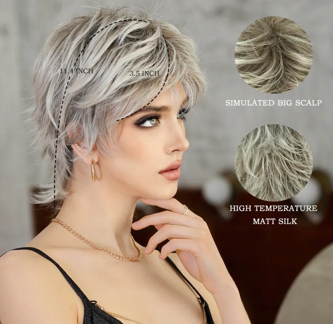 Rita Wig | Platinum Blonde Streaked Human Hair Blend