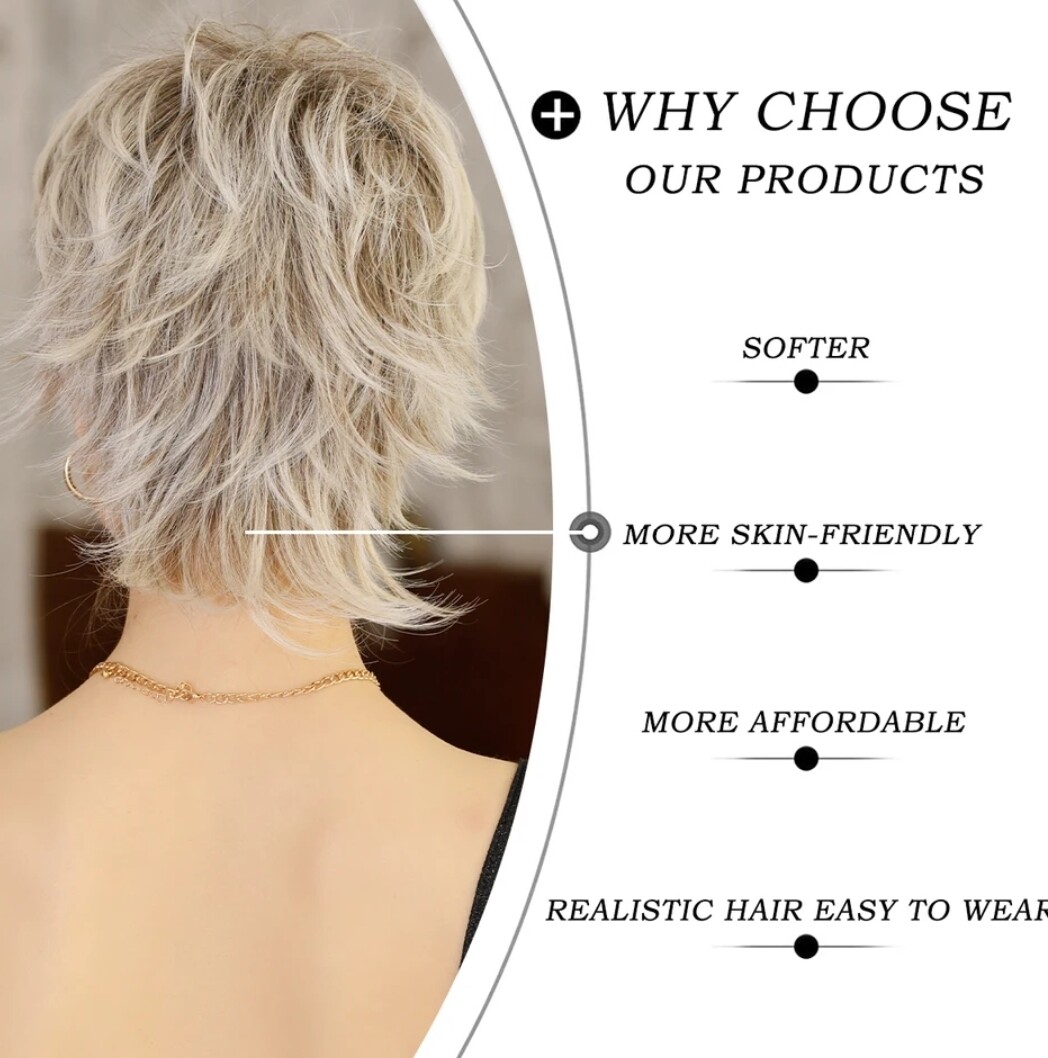 Rita Wig | Platinum Blonde Streaked Human Hair Blend