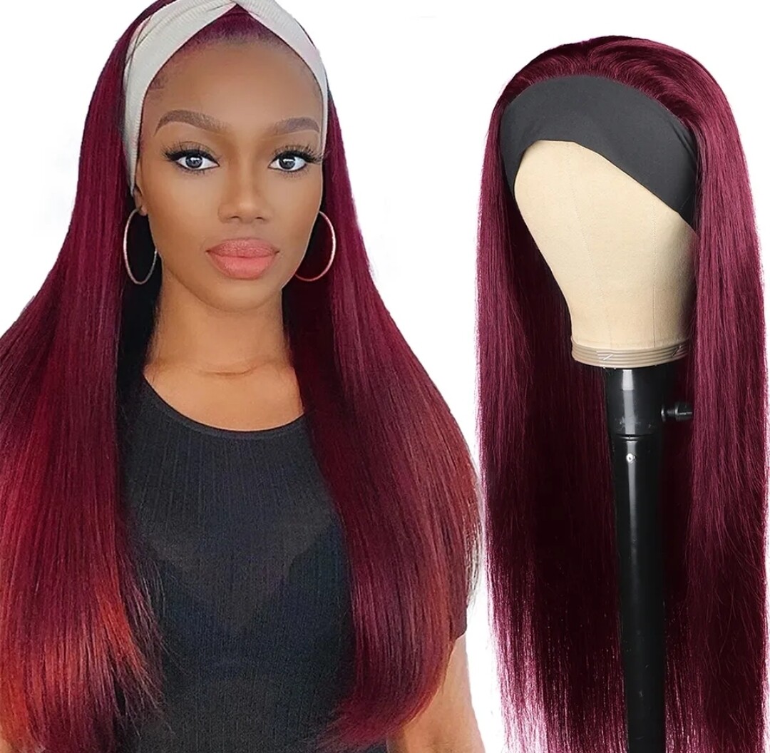 Indi Headband Wig | Burgundy Human Hair