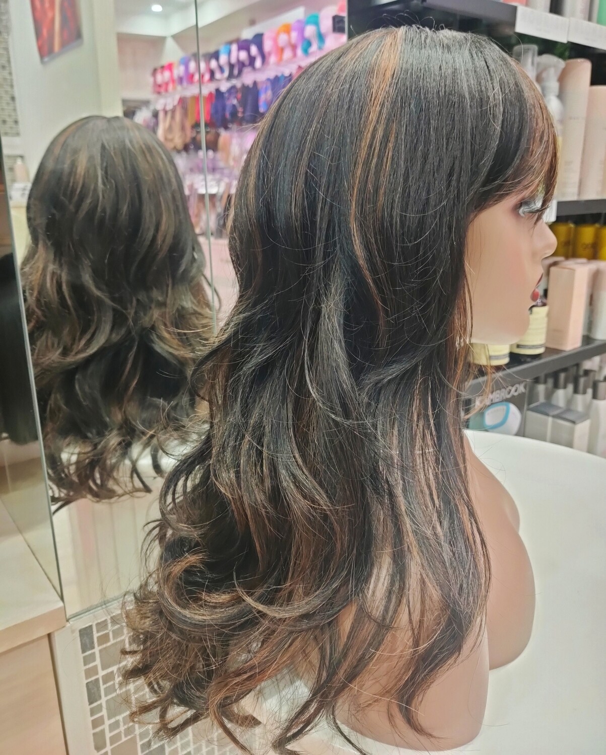 Sandie Wig | Natural Black with Copper Highlights