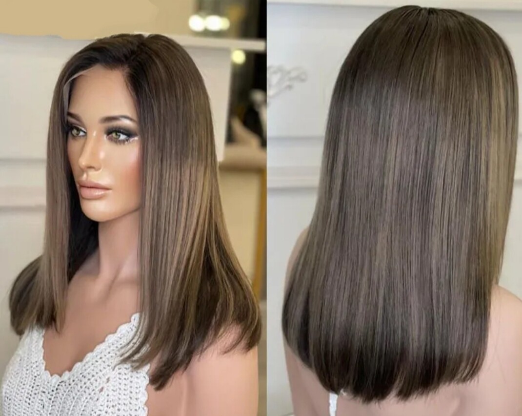 Tanya Wig | Chocolate Brown with Highlights Human Hair