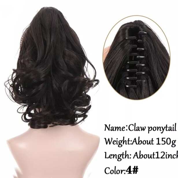 CLAW ON PONYTAIL EXTENSION WAVY SYNTHETIC HAIR 14&quot;
