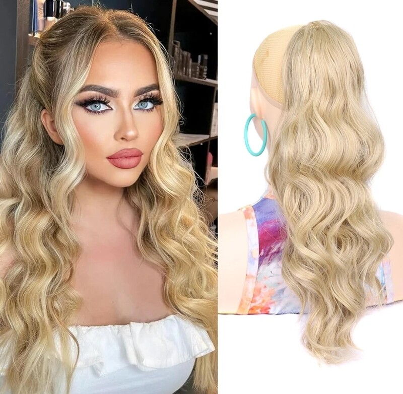 DRAWSTRING PONYTAIL EXTENSION WAVY SYNTHETIC HAIR 26&quot;