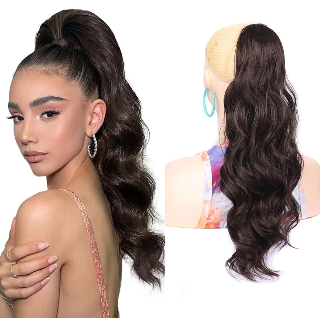 DRAWSTRING PONYTAIL EXTENSION WAVY SYNTHETIC HAIR 26&quot;