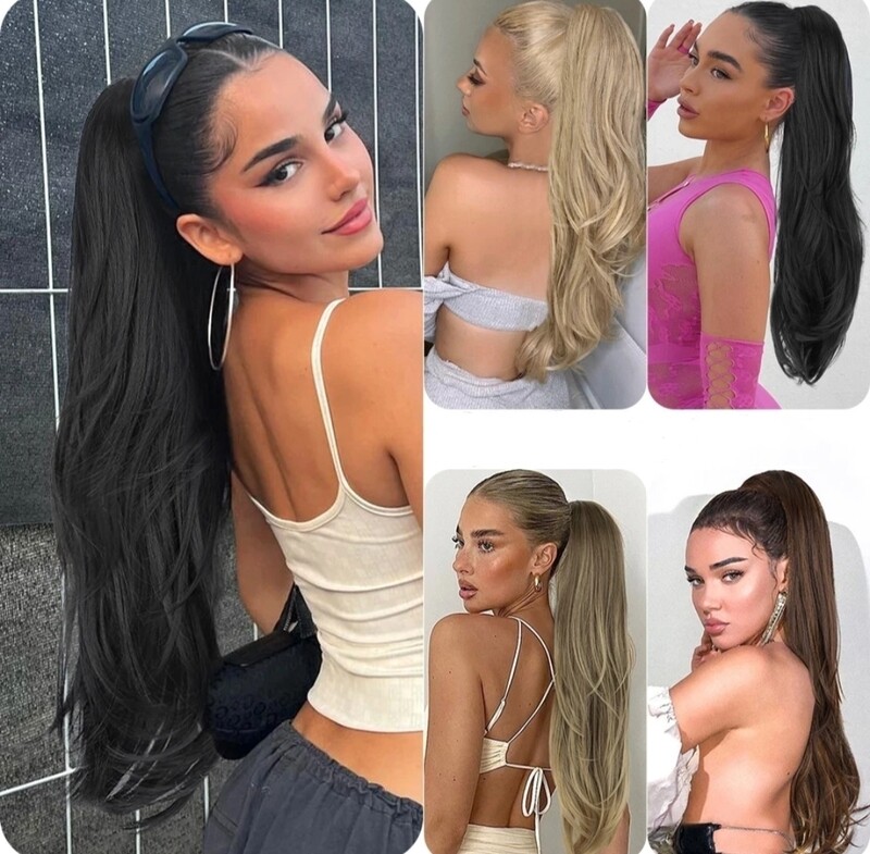 DRAWSTRING PONYTAIL EXTENSION STRAIGHT SYNTHETIC HAIR 26&quot;