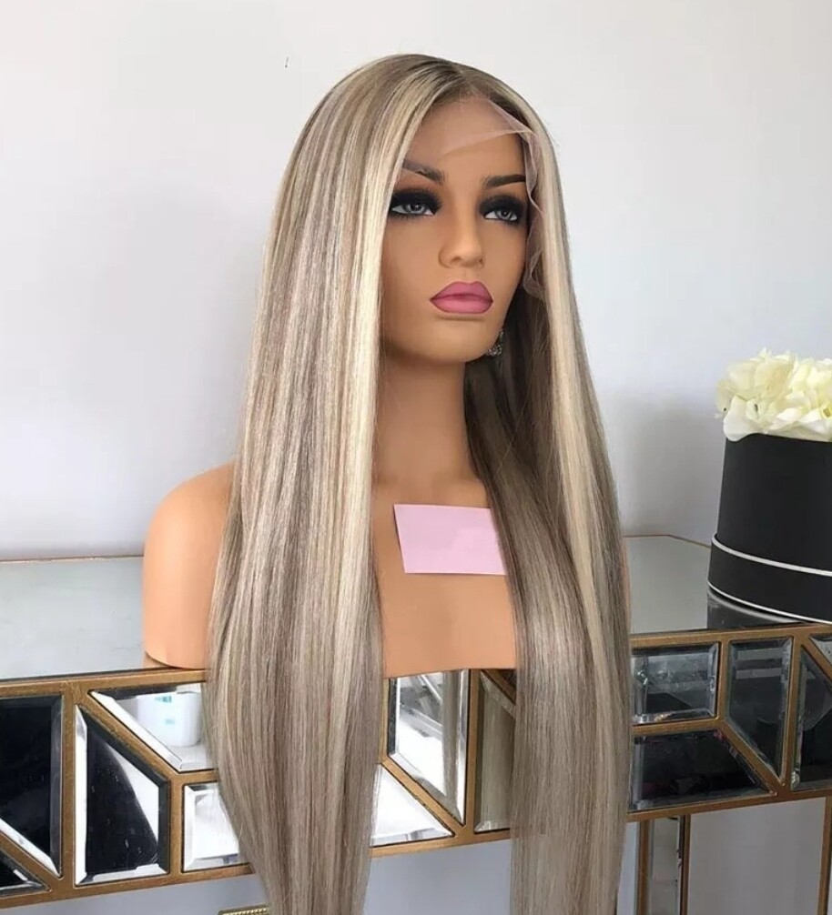 Bianca Wig | Ash Blonde Brown Highlights Human Hair Lace Front