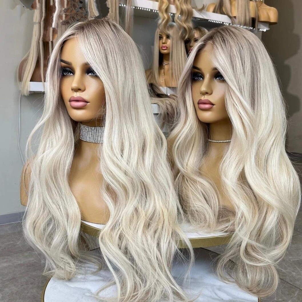 Violet Wig | Platinum Blonde Ombre Human Hair Lace Front 