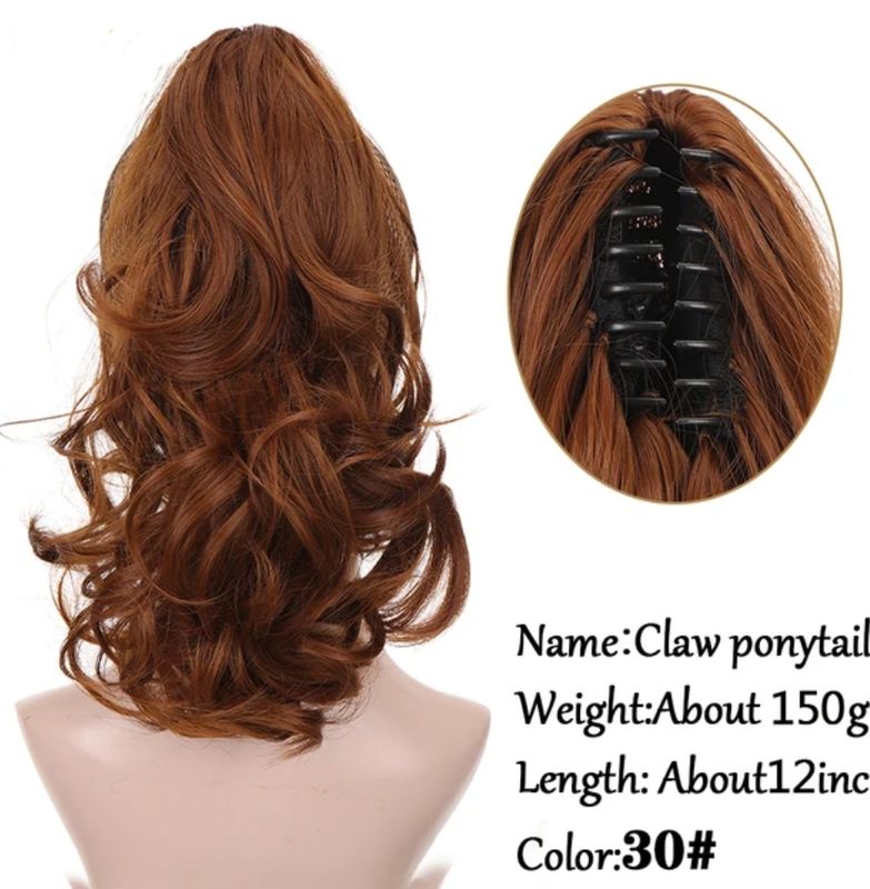 CLAW ON PONYTAIL EXTENSION WAVY SYNTHETIC HAIR 14&quot;