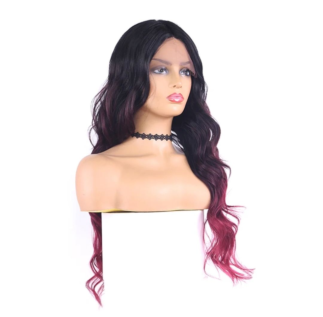 Charlee Wig | Black with Burgundy Tips