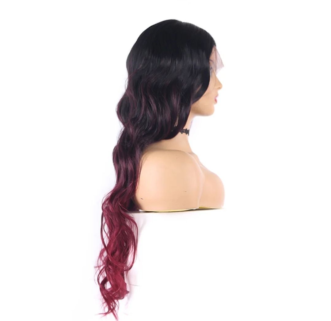 Charlee Wig | Black with Burgundy Tips