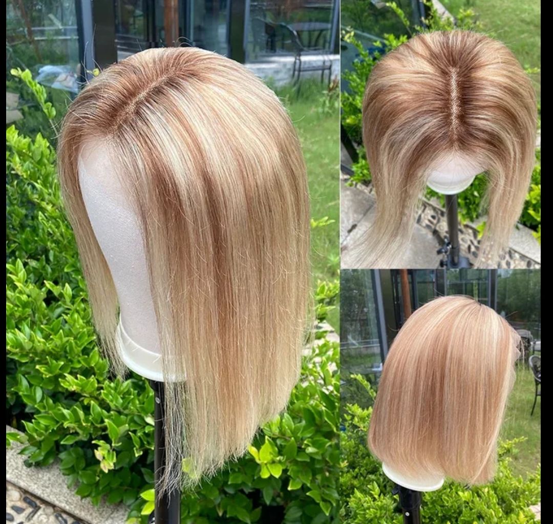 Olive Wig | Streaky Blonde Human Hair Lace Front, Length: 12&quot;