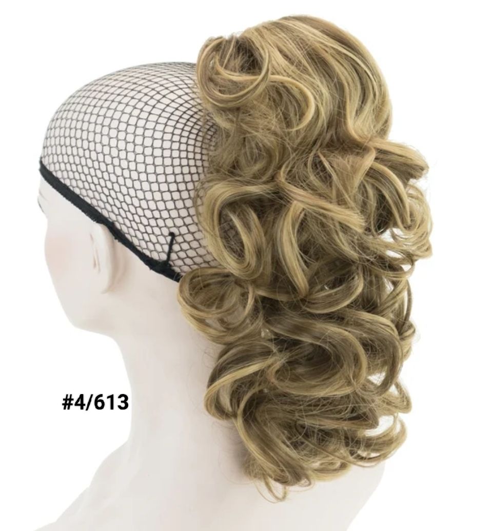 CLAW ON PONYTAIL EXTENSION WAVY SYNTHETIC HAIR 14&quot;