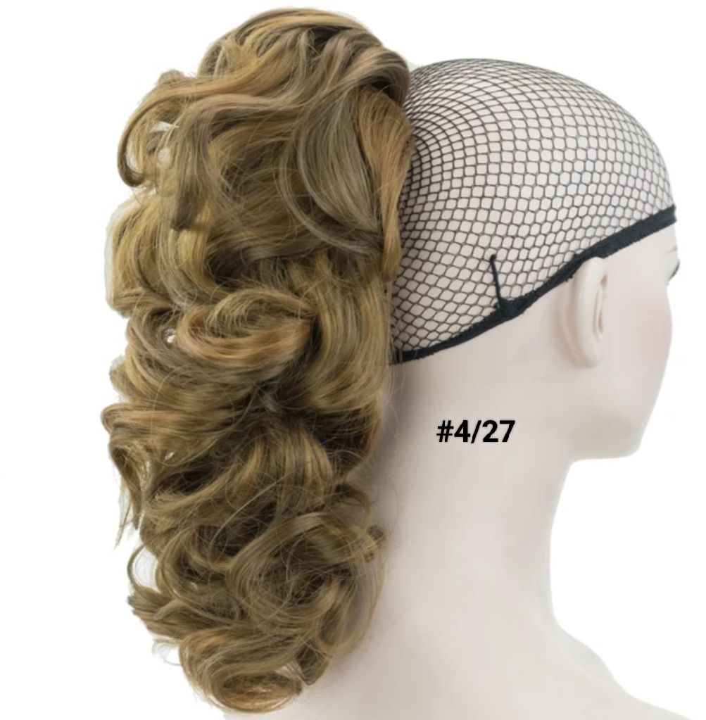 CLAW ON PONYTAIL EXTENSION WAVY SYNTHETIC HAIR 14&quot;