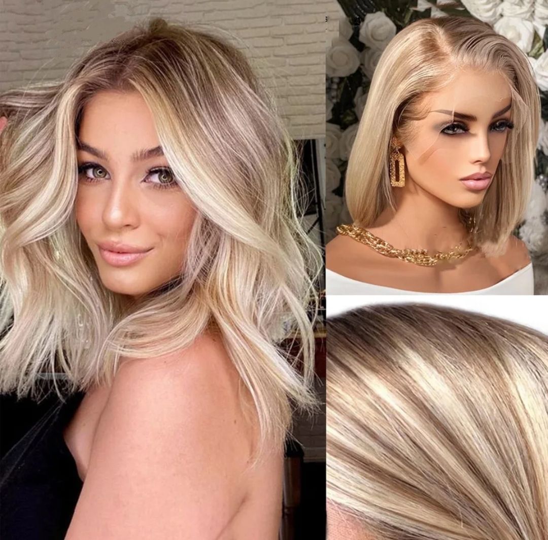 Tatum Wig | Creamy Blonde Human Hair Lace Front, Length: 10&quot;