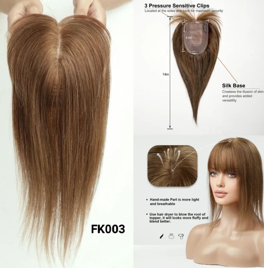 HUMAN HAIR TOPPER Fringe | Silk Base 11x12cm