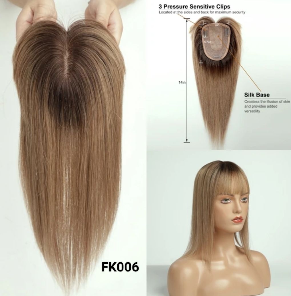 HUMAN HAIR TOPPER Fringe | Silk Base 11x12cm