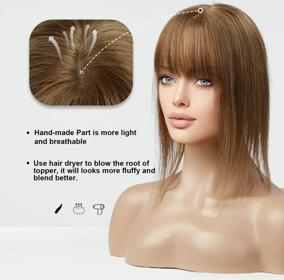 HUMAN HAIR TOPPER Fringe | Silk Base 11x12cm