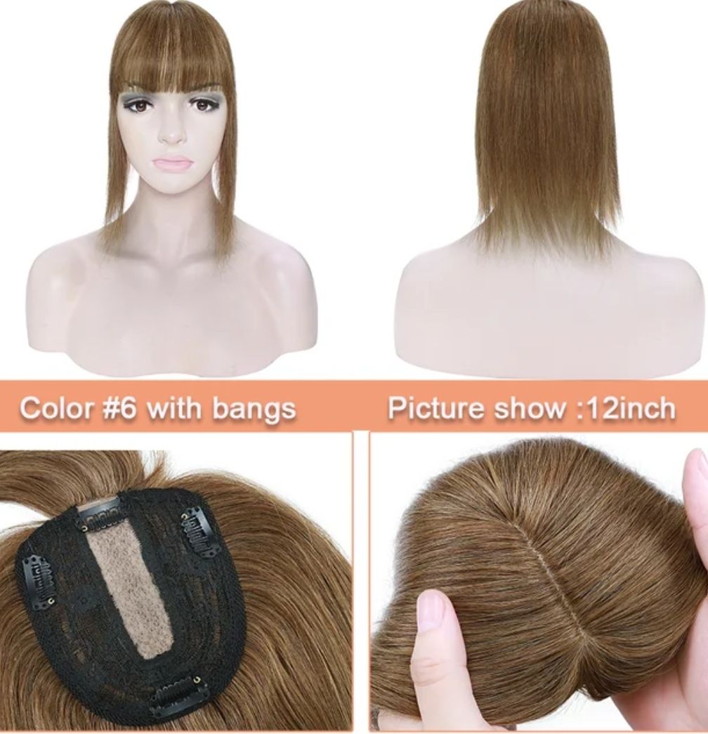 HUMAN HAIR TOPPER Fringe | Silk Base 11x12cm