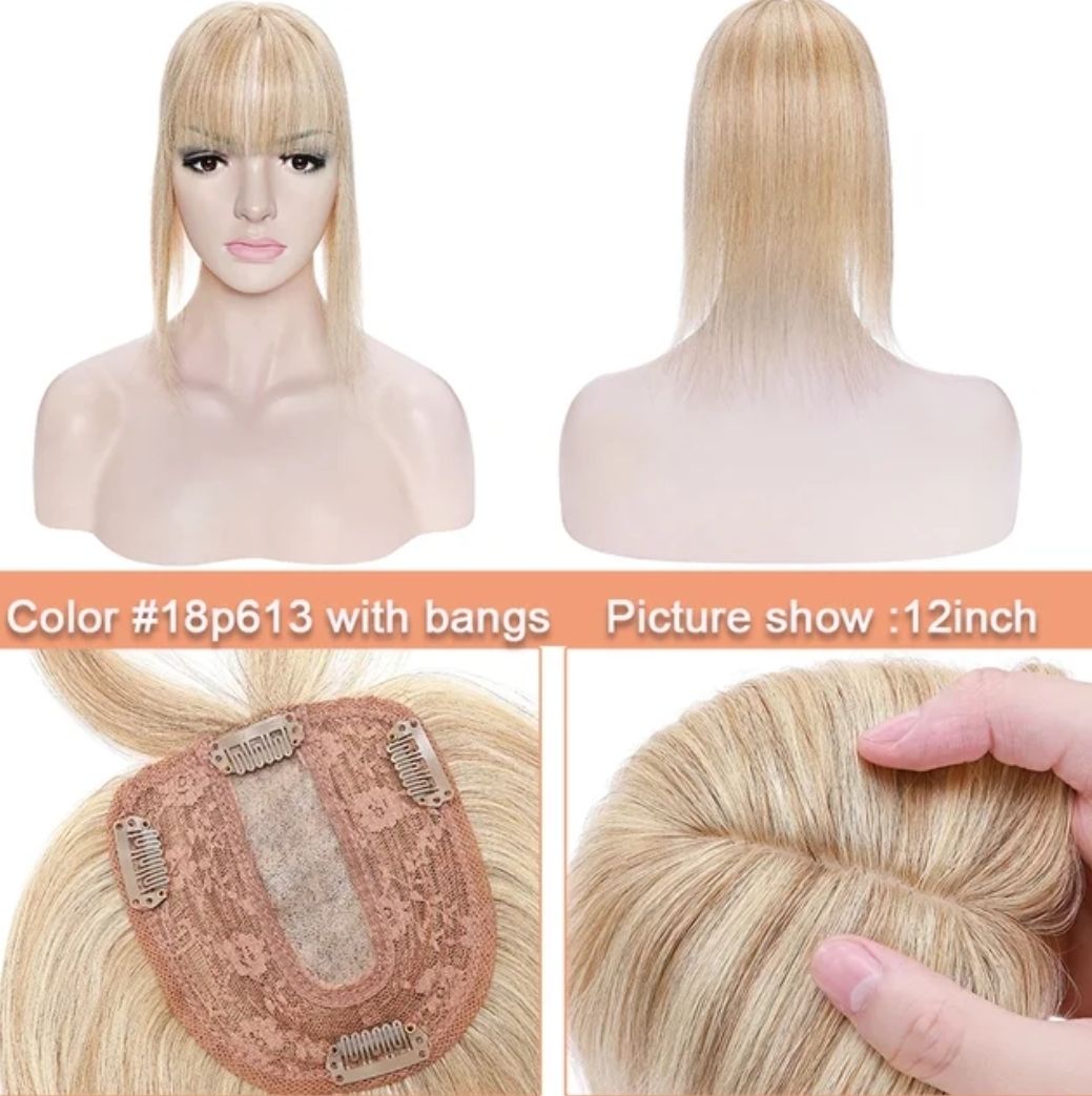 HUMAN HAIR TOPPER Fringe | Silk Base 11x12cm
