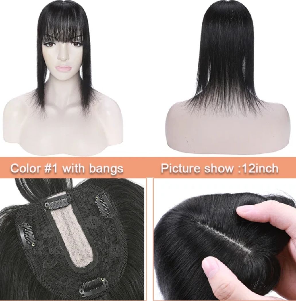 HUMAN HAIR TOPPER Fringe | Silk Base 11x12cm