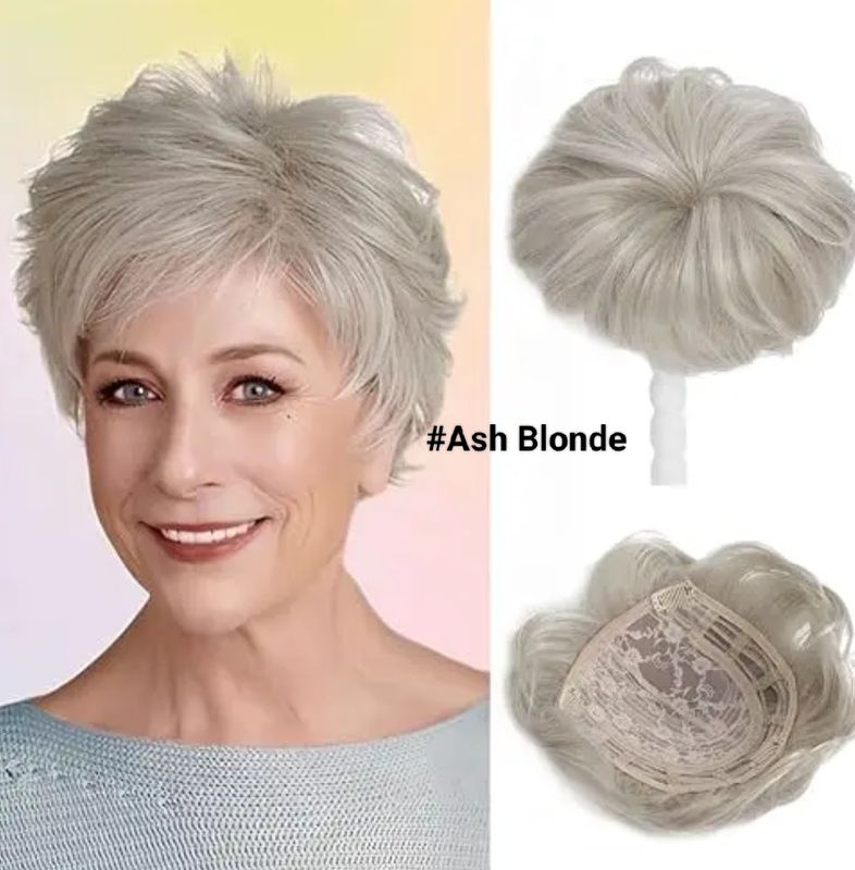 HUMAN HAIR BLEND TOPPER Fringe | PU Base 12x12cm