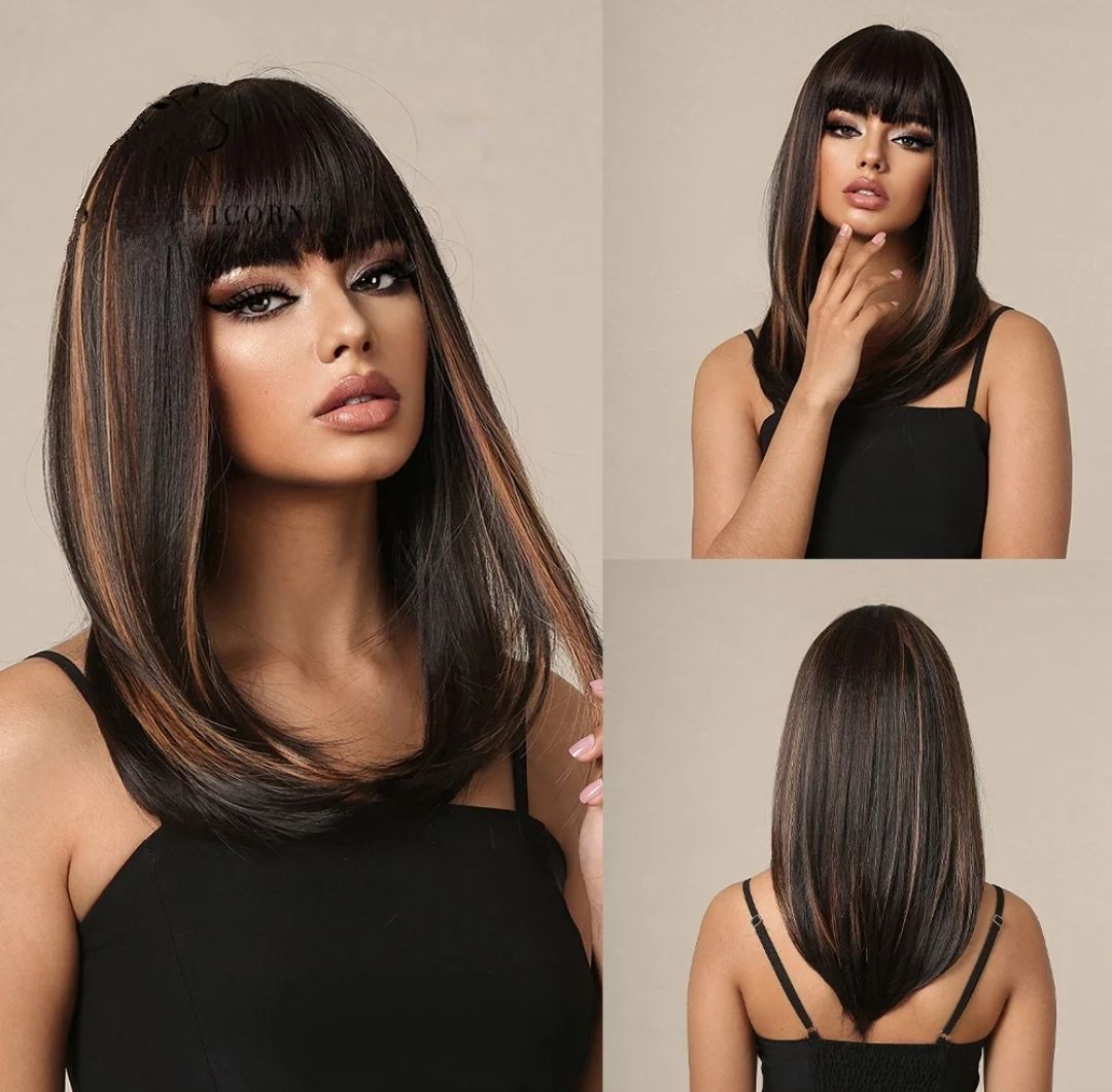 Zoe Wig | Chocolate Brown with Highlights