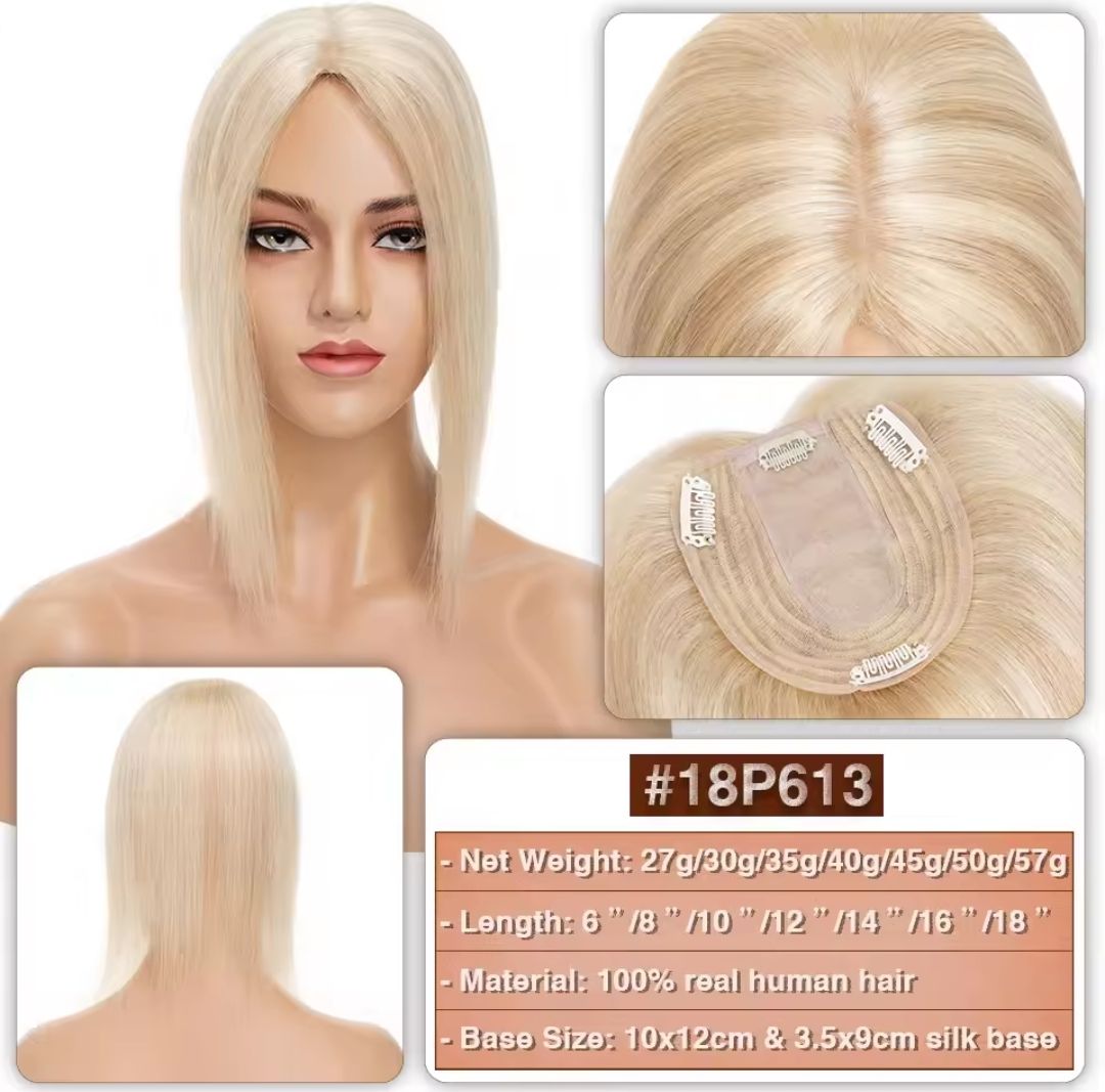HUMAN HAIR TOPPER Silk Base 11x12cm