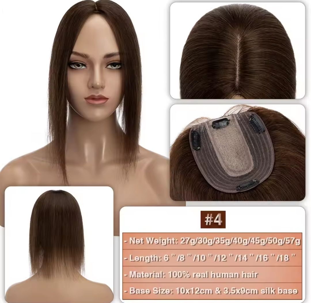 HUMAN HAIR TOPPER Silk Base 11x12cm