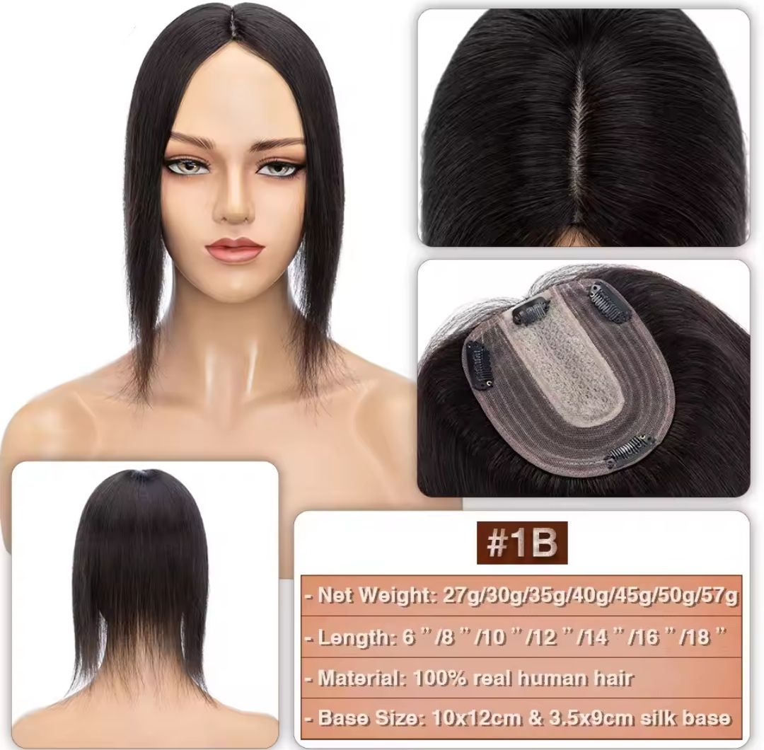 HUMAN HAIR TOPPER Silk Base 11x12cm