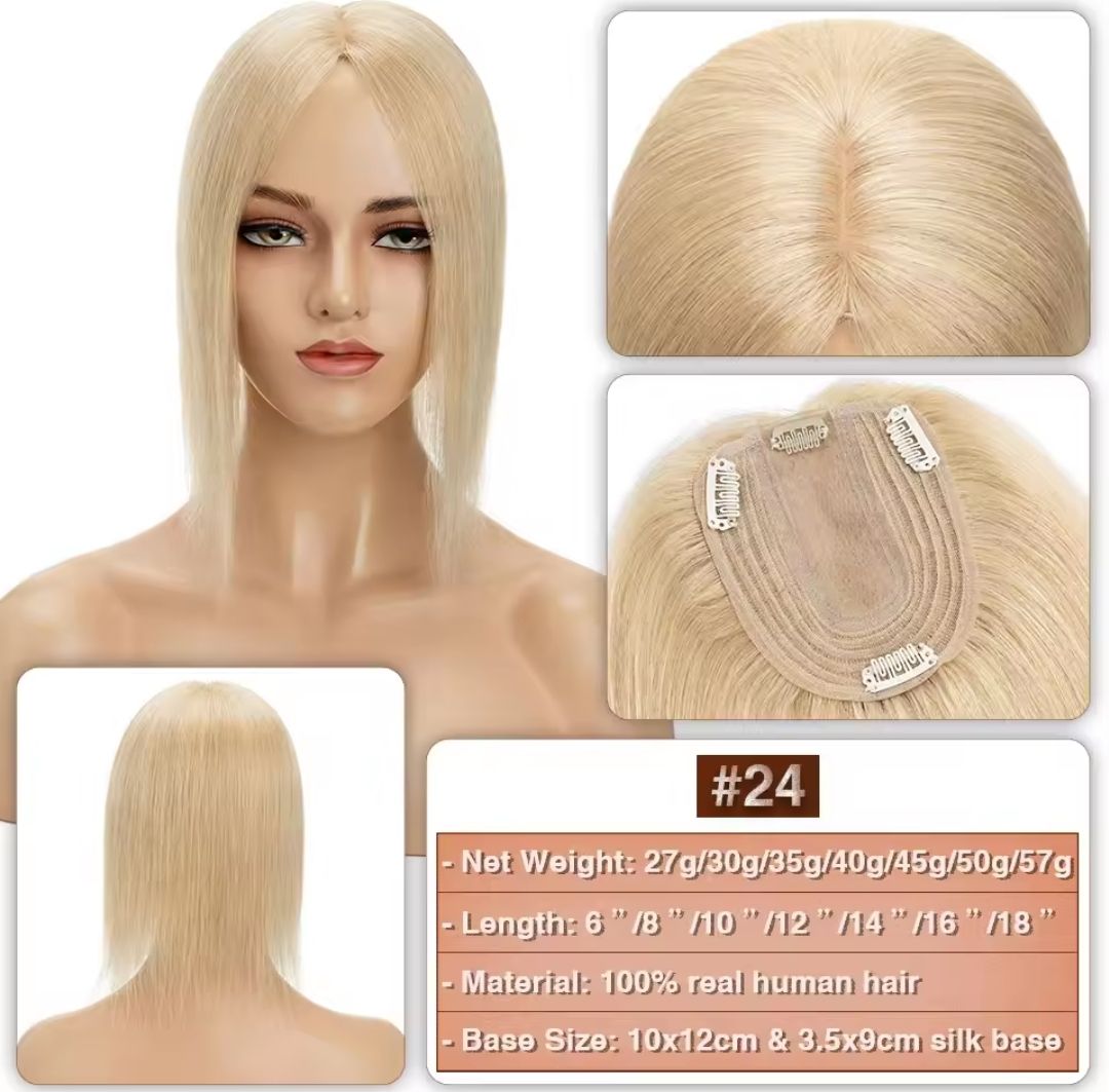 HUMAN HAIR TOPPER Silk Base 11x12cm